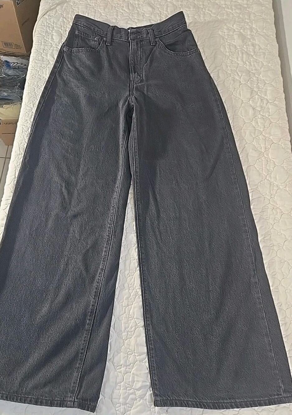 Levi's Cinch Baggy Jeans Women's 27 Black Wide Leg High Rise W27 L31